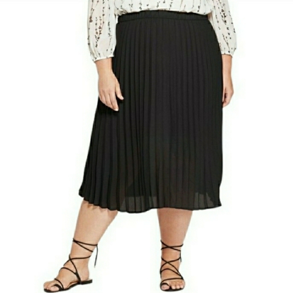 AVA & VIV PLEATED PLUS SIZE MIDI SKIRT